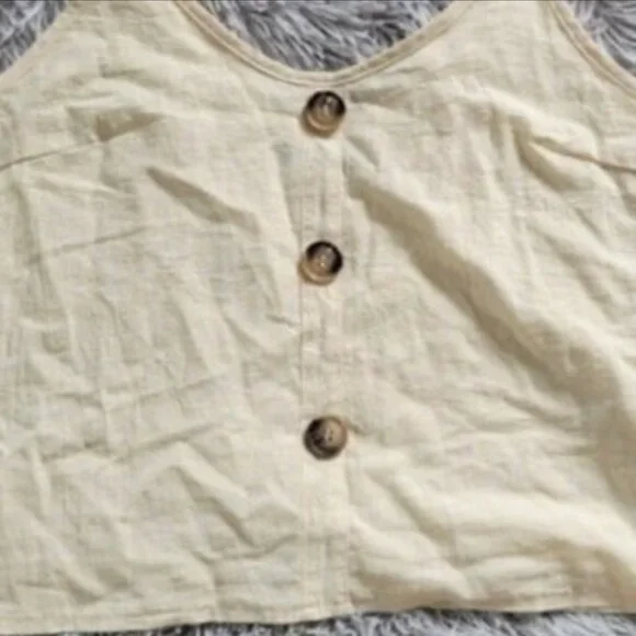 SHEIN Cream‎ White Spaghetti Strap Tank Top with Brown Buttons Women size XL - Picture 2 of 7